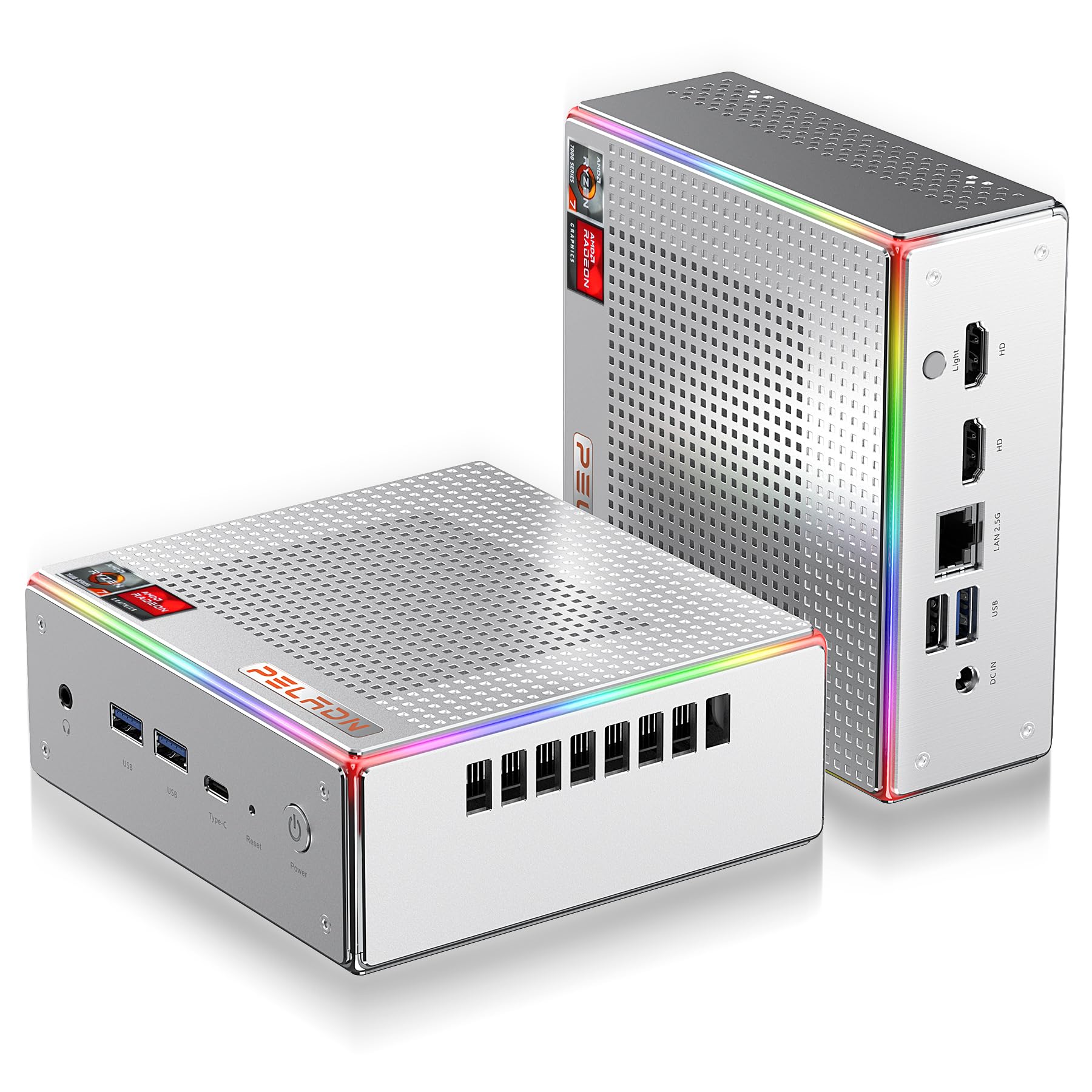 ゲーミングミニPC Ryzen 7 7840HS Radeon 780M 32G RGB Mini PC Gamer, AMD Ryzen 7 7840HS (up to 5.1GHz), AMD Radeon